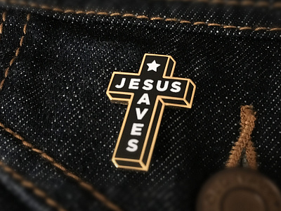 Jesus Saves Enamel Pin black christian church cross enamel pin gold jesus lapel pin pin pins shane harris