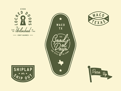 The Good Ol' Days badge fixer upper illustration key lettering logo patch pennant shane harris type waco