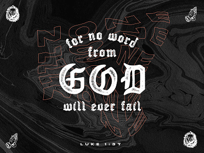 No Word Will Ever Fail black blackletter church icon illustration lion scripture shane harris texture type typography verse