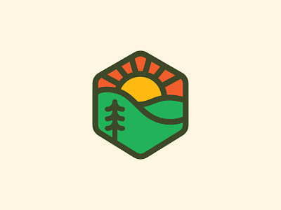 Another Tree Badge badge green icon identity illustration logo nature outdoors shane harris sun thicklines tree