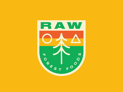 Raw Forest Foods Sticker 1.1 badge forest green icon illustration logo outdoors retro shane harris shield sticker tree