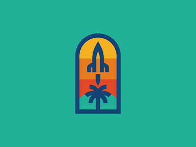 Brevard County Rebrand badge branding florida icon illustration logo palm tree rebrand rocket shane harris space type