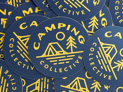 Camping Collective Stickers badge badge design blue branding branding design camping camping collective icon illustration logo outdoors shane harris trees type