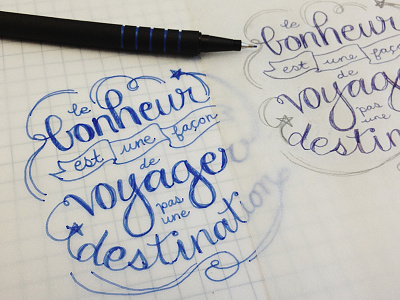 Voyager hand-writing sketch travel typography writing