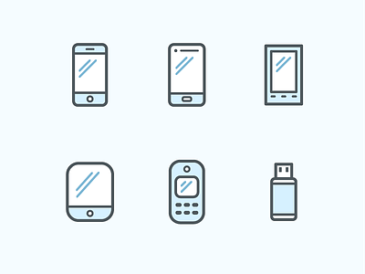 Mobile Devices flat icons outline