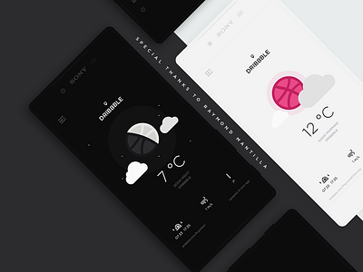 Hello, Dribbble! clean debut dribbble hello minimal mobile moon night sony uiux weather xperia