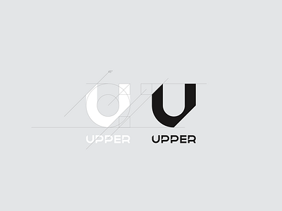U — Upper black white construct geometric u grid letter logo logotype mark monogram process symbol u
