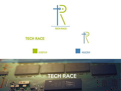 logo Tech Race blue branding green logo race simple symbol technology typography vector