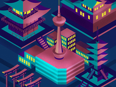 Globetrotter: A Futuristic Kyoto design illustration illustration art illustrationformotion isometric art mograph motion motion graphics motiongraphic motiongraphics schoolofmotion