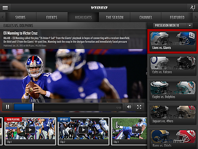 NFL Mobile App - Video Highlights catch football geometry mobile movement nfl power precise