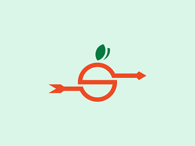 Letter S Sweet Orange Target Logo (for sale) arrow logo branding fruit logo leaf logo letter letter s logo logo logo for sale monogram monogram logo orange logo target logo typography