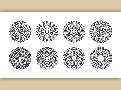 MANDALA SET arabic art background decoration design element ethnic floral flower indian mandala meditation motif oriental ornament pattern round tribal vector vintage