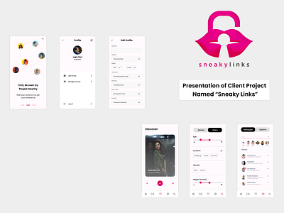 Client Project - Sneaky Links app design client project dating app get match mockup presentation