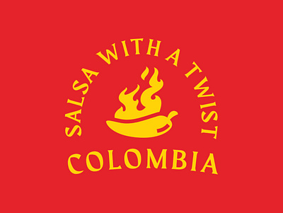 Salsa with a Twist badge chilly columbia icon illustration logo mexican modern red salsa sauce yellow