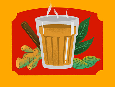 Chai Illustration chai cinnamon coffee drink food ginger glass hot india leaves red tea yellow
