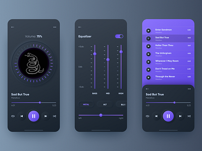 Music App Neomorphism Style Dark Mode