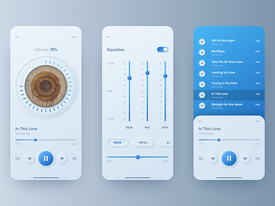 Music App Neomorphism Style Light Mode