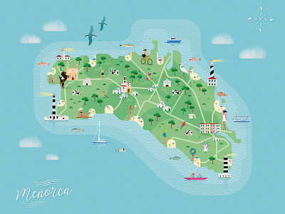 Mapa ilustrado de Menorca design flat flat design geometric illustrated map illustration map maps menorca travel vector