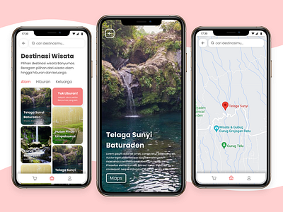 Destinasi Wisata Klinthung App (Banyumas Regency Travel App) app design illustration ui uidesign
