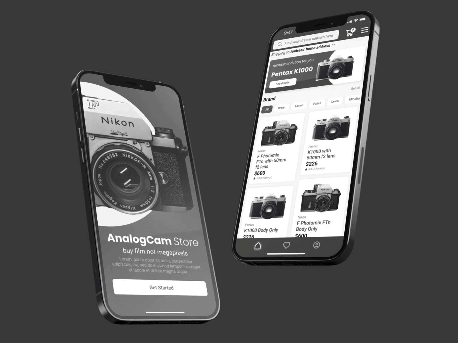 Analog Camera Store Mobile App UI