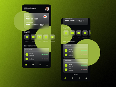 Glassmorphism Money App UI Design app design illustration ui uidesign