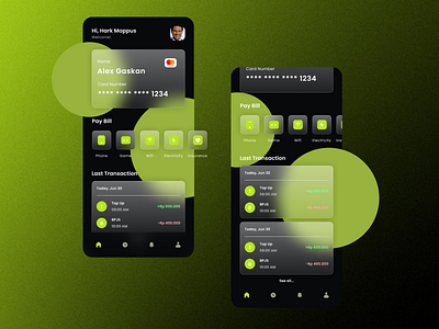 Glassmorphism Money App UI Design