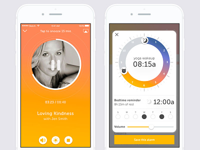 Yoga Wake Up iOS App app audio bedtime ios meditation mobile mobile app stretching ui ux waking up yoga