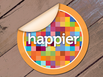 Happier illustration orange splash sticker