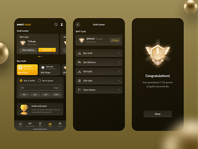 Winst Gold crypto design figma gold investment investment app minimal design mutual funds stock trading trading app ui uidesign uiux