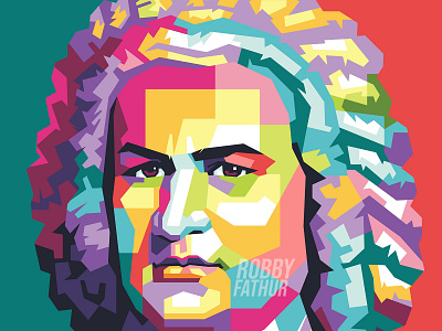 Johann Sebastian Bach Pop Art Style adobe art artist color colorful design eps illustration illustrator musician photoshop pop pop art portrait print prints pro create procreate product design vector