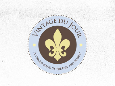VdJ Logo brand circle fleur de lis logo mark soft vector vintage