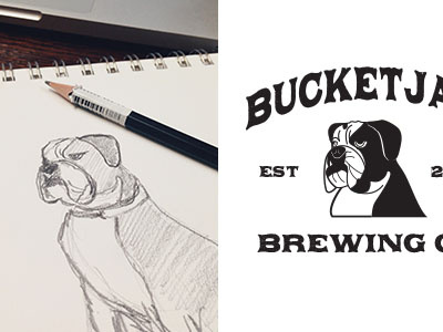 Bulldog beer brand brewing bulldog logo sketch vector