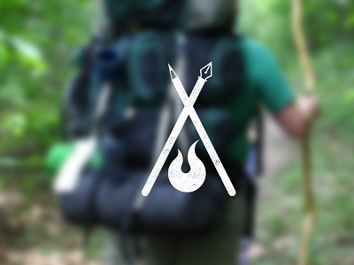 Go Outside campfire logo outdoors pen tool pencil texture vector