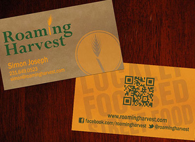 Roaming Harvest Business Cards business cards chipboard food truck natural orange print rustic