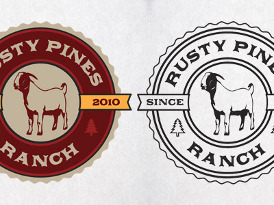 Rusty Pines Ranch farm goat identity logo seal