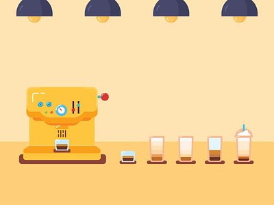 Coffee Machine and Espresso Drinks Illustration