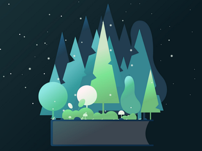 forest of book app book design dribbble flat forest ilustration nature tree web