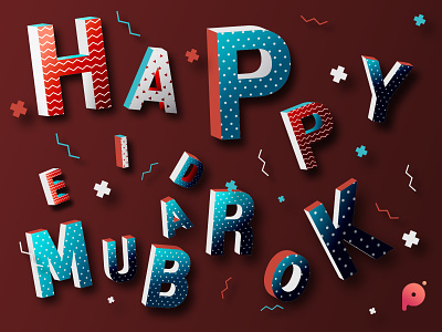 Eid Mubarok |Memphis style 3d app design app dribbble greetingcard ilustrator memphis style typhography