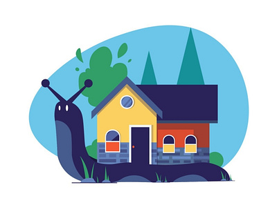 Snail and House Illustration