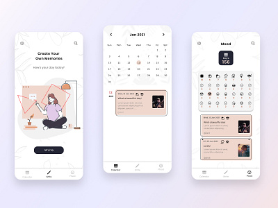 Diary App app design ui