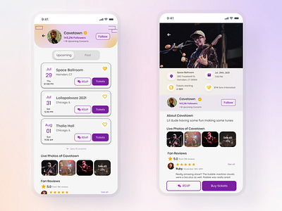 Music Events App - Light app design graphic design ui ux