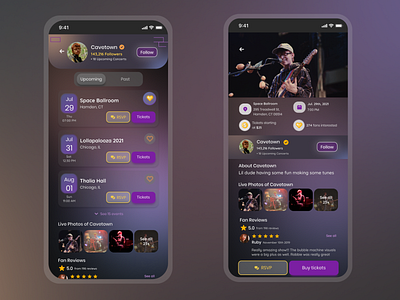 Music Events App - Dark app design graphic design ui ux