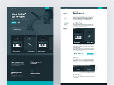 CrispyTuner VST plugin clean dark design flat kalman landing landingpage minimal page plugin vst web webdesign webpage website