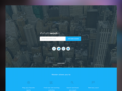 Wooter Landing Page blue clean landing page