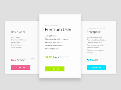 Pricing table v1 bright clean colors flat kalman magyari minimalistic pricing table