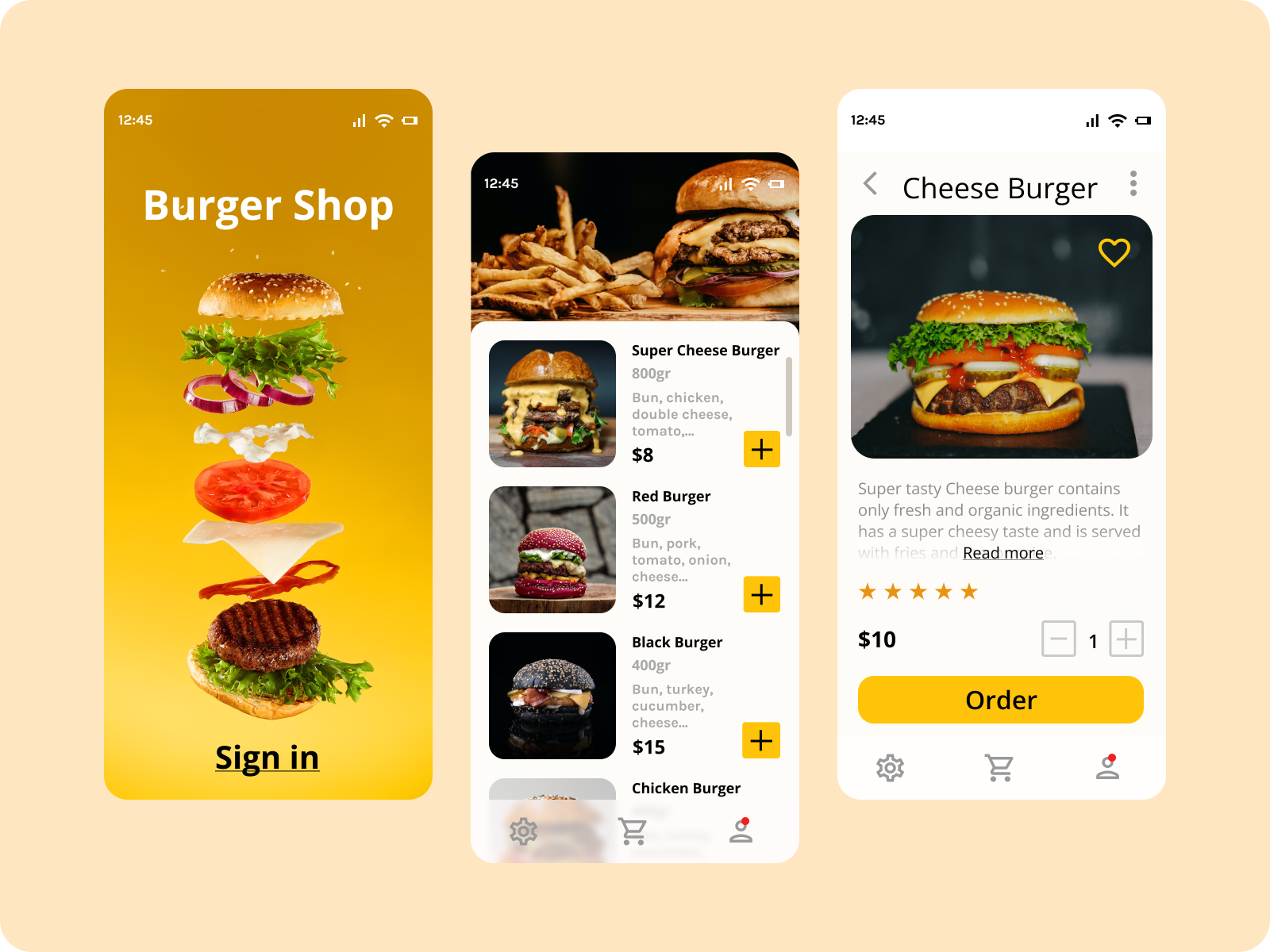 Burger Shop App by Elizabeth Ivannikova on Dribbble