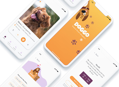 DOGGO- A dog adoption app animation app design icon illustration ui ux