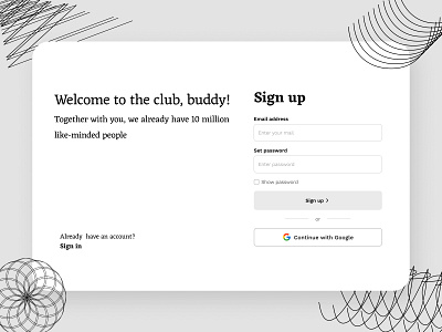 Sign up page