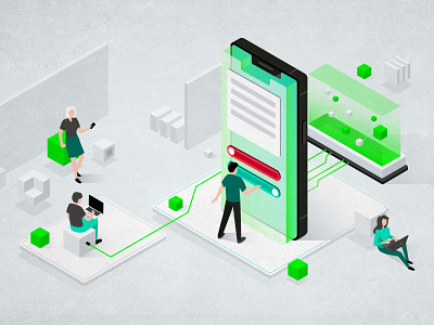 iPhone Users design flat future illustration ios iphone isometric program security user users vector