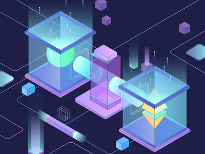 Isometric vector illustration for mobile crypto wallet